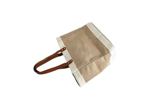 jute tote bag with leather handles 3