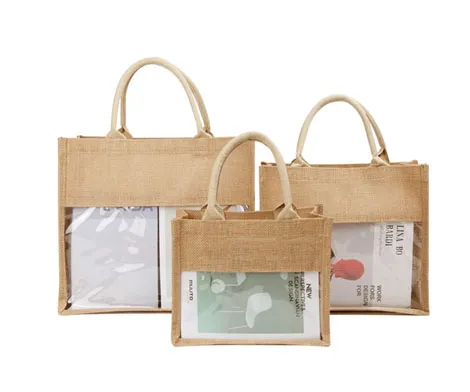 PVC Window Jute Tote Bag