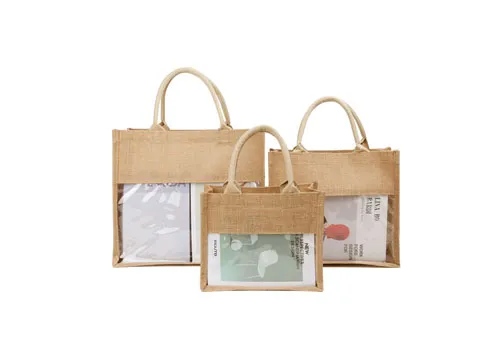 PVC Window Jute Tote Bag