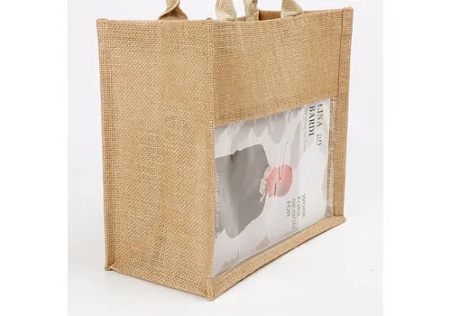 pvc window jute tote bag 2