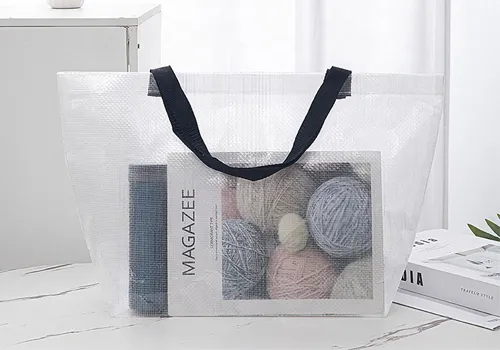 Eco-friendly Recycle Clear Custom Logo PP Woven Shopping Tote Bag