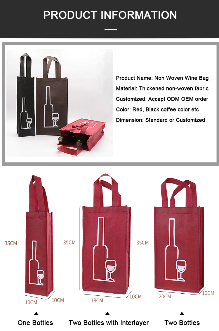 Factory Wholesale Nonwoven Wine Bag Custom Single Bottle Foldable Tote