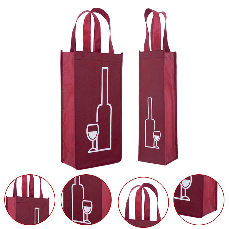 Factory Wholesale Nonwoven Wine Bag Custom Single Bottle Foldable Tote