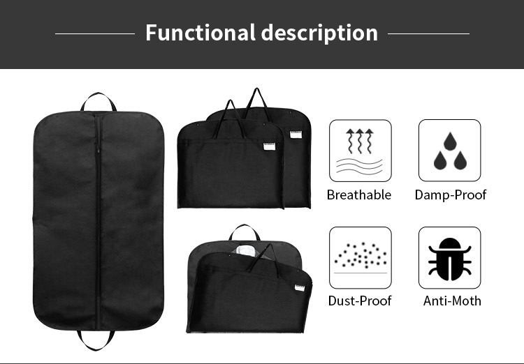 Portable Non-woven Suit Cover Foldable Dust-proof Clothing Storage Bag