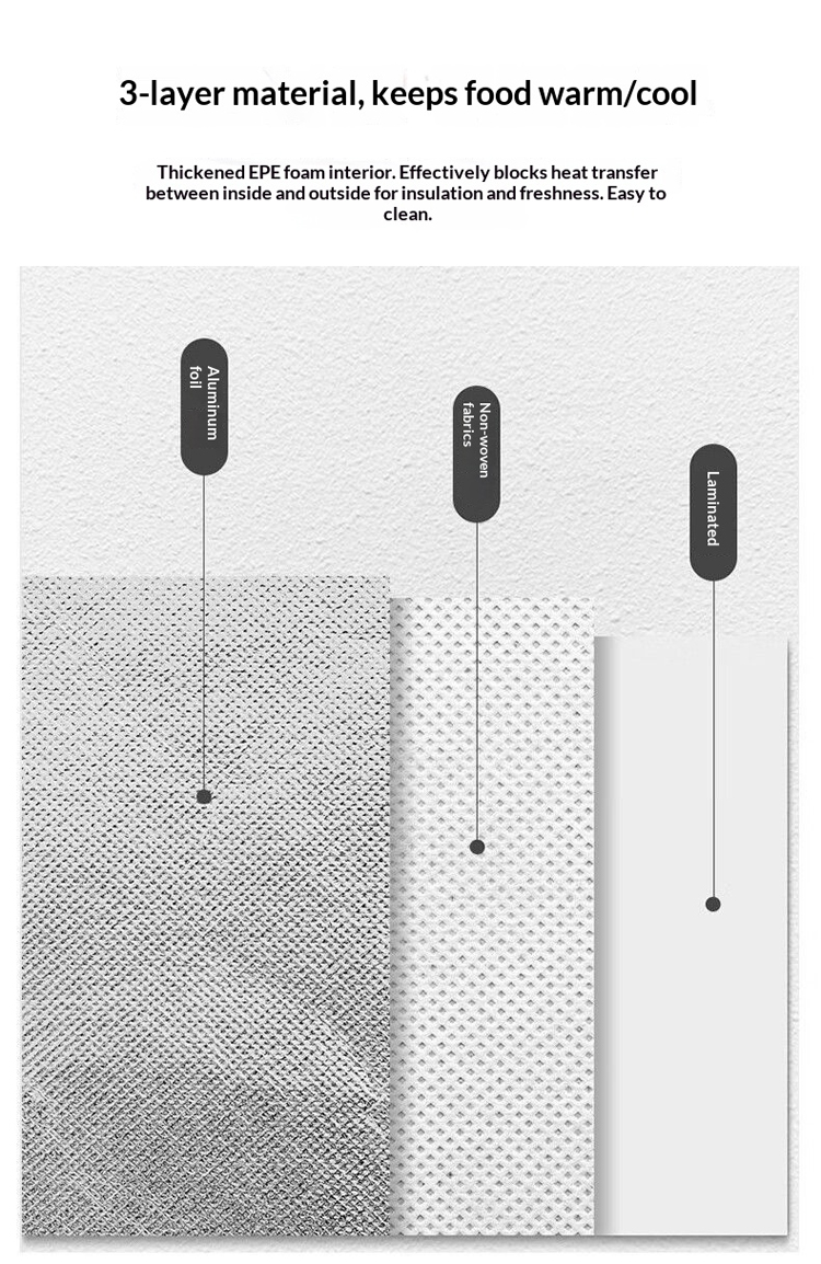 Reusable Food Insulated Bag Custom Logo Non-woven Lunch Cooler Bag