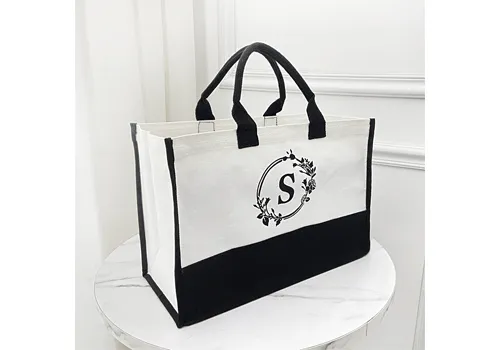 Wholesale High Quality Personalized Large Canvas Tote Bag Fashion Cotton Shopping Bag with Zipper Custom Gift for Women