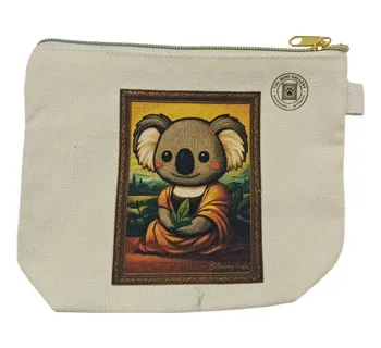 Canvas Cosmetic Bag with Koala Oil Painting Print