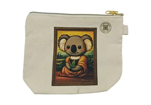 Canvas Cosmetic Bag with Koala Oil Painting Print