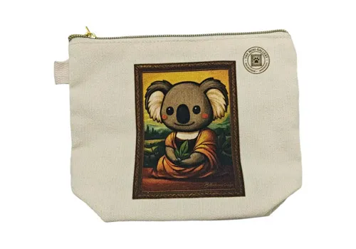 Canvas Cosmetic Bag with Koala Oil Painting Print