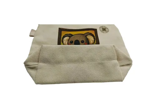 Canvas Cosmetic Bag with Koala Oil Painting Print
