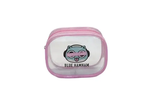 Custom Cartoon Logo Print Clear PVC Mini Zipper Storage Cosmetic Bag