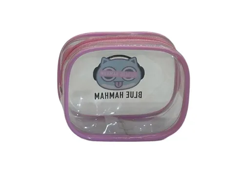 Custom Cartoon Logo Print Clear PVC Mini Zipper Storage Cosmetic Bag