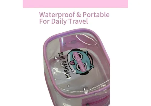 Custom Cartoon Logo Print Clear PVC Mini Zipper Storage Cosmetic Bag