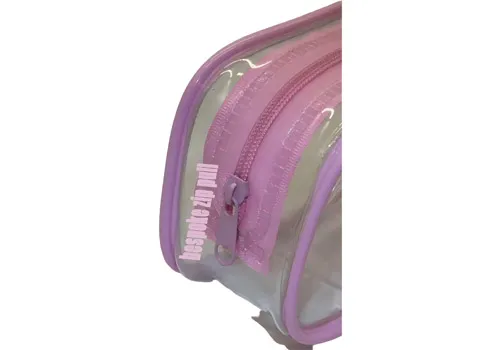 Custom Cartoon Logo Print Clear PVC Mini Zipper Storage Cosmetic Bag