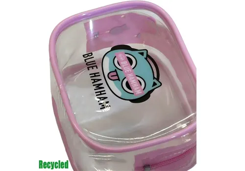 Custom Cartoon Logo Print Clear PVC Mini Zipper Storage Cosmetic Bag