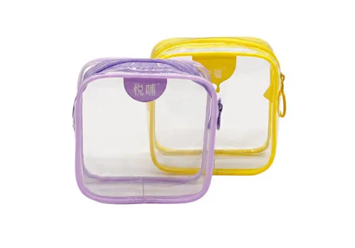 Custom Logo Print Clear PVC Square Cosmetic Makeup Organizer Bag