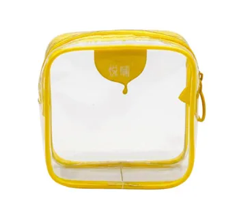 Custom Logo Print Clear PVC Square Mini Zipper Storage Cosmetic Bag