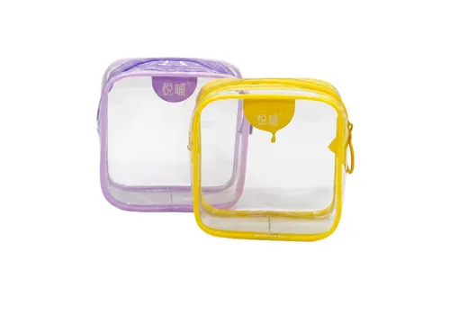 Custom Logo Print Clear PVC Square Mini Zipper Storage Cosmetic Bag