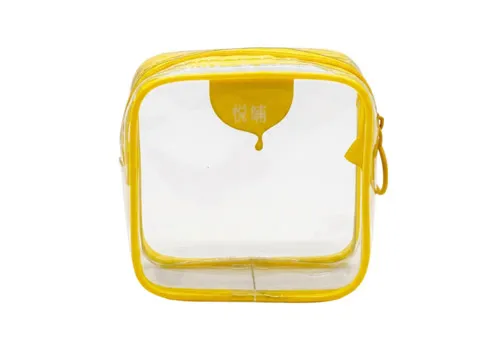 Custom Logo Print Clear PVC Square Mini Zipper Storage Cosmetic Bag
