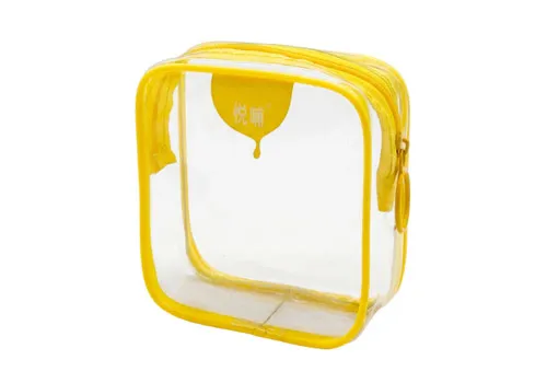 Custom Logo Print Clear PVC Square Mini Zipper Storage Cosmetic Bag