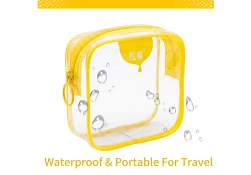 Custom Logo Print Clear PVC Square Mini Zipper Storage Cosmetic Bag