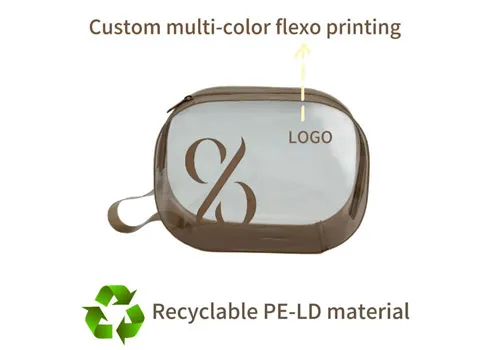 Custom Logo Printed Smoky Clear PVC Handheld Cosmetic Makeup Bag