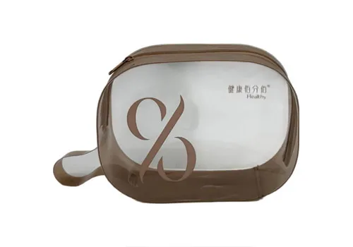 Custom Logo Printed Smoky Clear PVC Handheld Cosmetic Makeup Bag