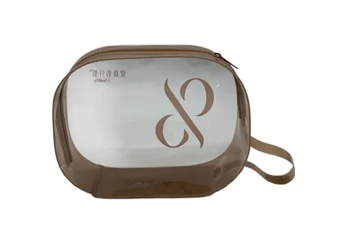 Custom Logo Printed Smoky Clear PVC Handheld Cosmetic Makeup Bag