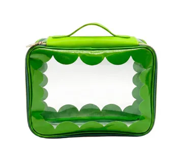 Custom Logo Scallion Wave Clear PVC PU Handheld Cosmetic Storage Case