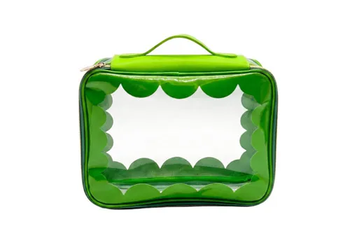 Custom Logo Scallion Wave Clear PVC PU Handheld Cosmetic Storage Case