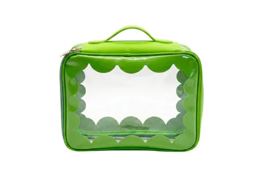Custom Logo Scallion Wave Clear PVC PU Handheld Cosmetic Storage Case