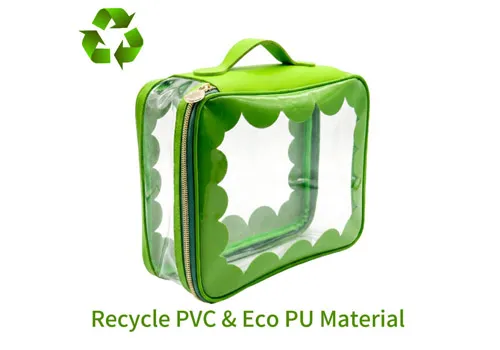 Custom Logo Scallion Wave Clear PVC PU Handheld Cosmetic Storage Case