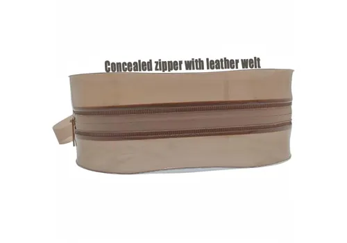 Transparent Brown PVC Zipper Cosmetic Bag with Wrist Strap