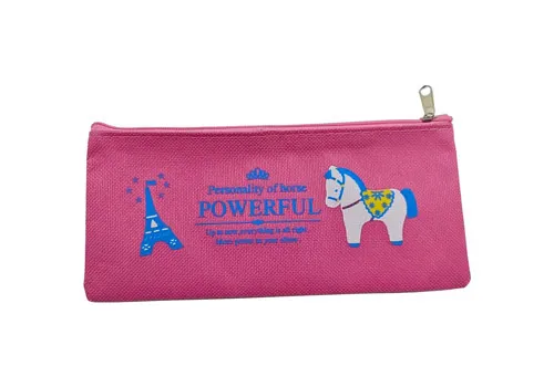 Cute Cartoon Printed Canvas Zipper Cosmetic Pouch