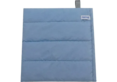 Light Blue Quilted Nylon Zipper Cosmetic Pouch