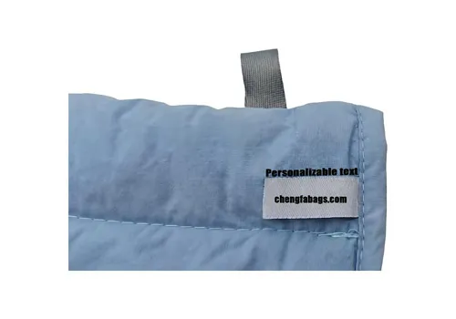 Light Blue Quilted Nylon Zipper Cosmetic Pouch